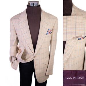 EVAN-PICONE Men's Sport Coat Jacket Blazer Sz 44L Multicolor Two Button USA made